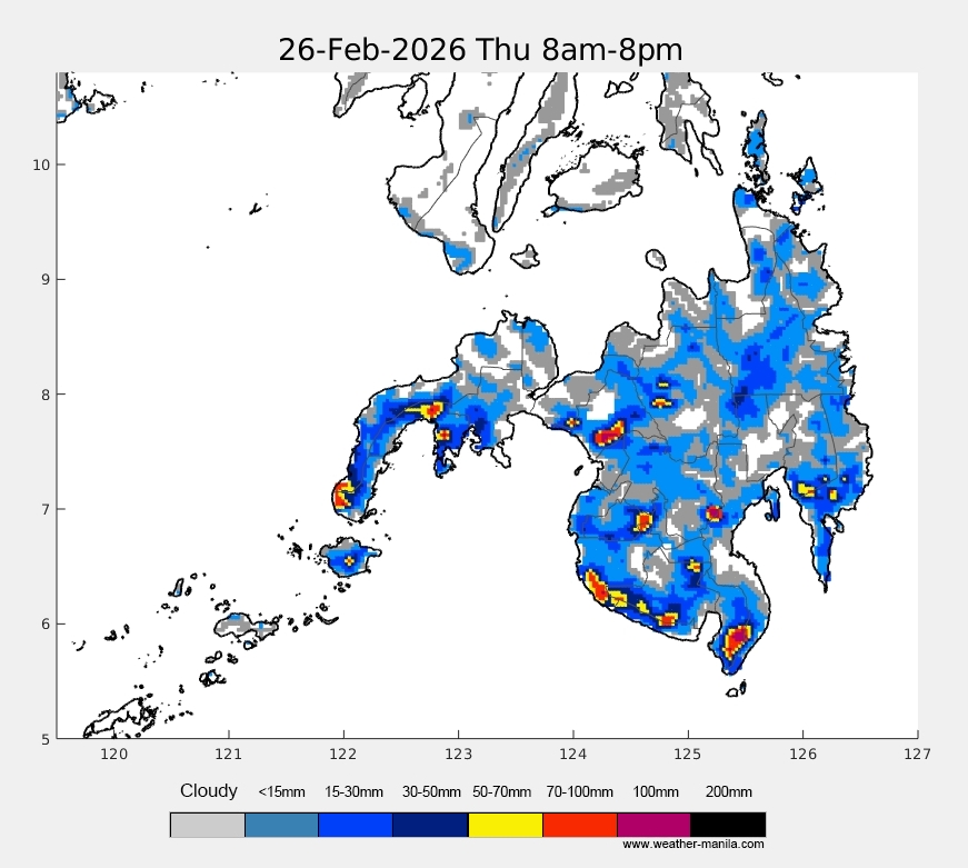 Mindanao rain weather map forecast