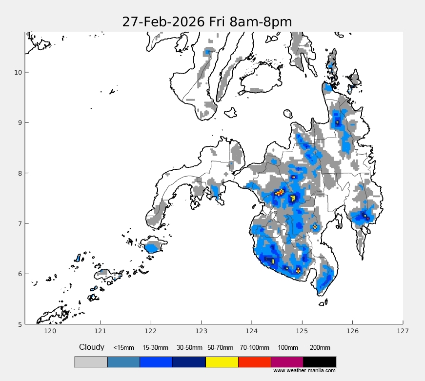 Mindanao rain weather map forecast