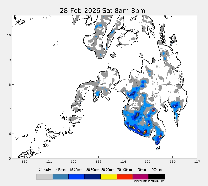 Mindanao rain weather map forecast